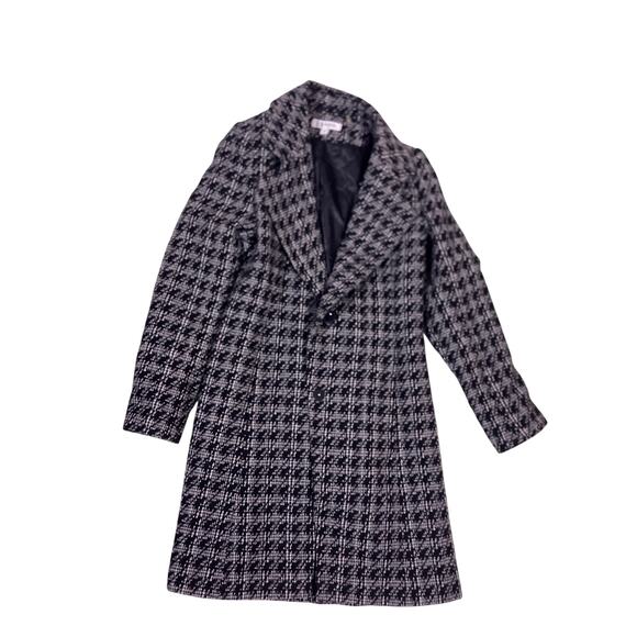 Via Spiga Jackets & Blazers - Via Spiga Sharktooth Pattern Wool Coat Womens Small Collared Button Snap Closure